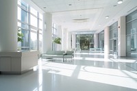 Modern hospital entrace architecture flooring building. 