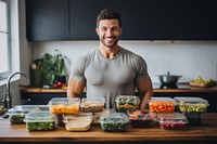 Man enjoying a homemade meal adult food refrigerator. AI generated Image by rawpixel.