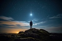 Landscape stars night sky standing. 