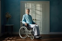 Elderly man retirement wheelchair sitting. 