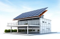 Solar panels building architecture electricity. AI generated Image by rawpixel.