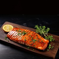 Salmon roasted steak food seafood meat. AI generated Image by rawpixel.