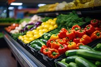 Supermarket vegetable food arrangement. 