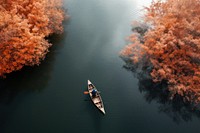 Lake boat autumn outdoors. 