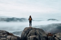 Mountain standing rock adventure. 