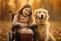 Girl dog wheelchair retriever. AI generated Image by rawpixel.