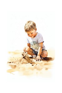 Sand portrait sitting child. 