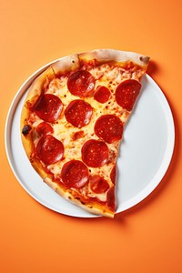 Pepperoni pizza slice plate food. AI generated Image by rawpixel.