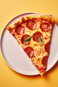 Pizza pepperoni slice plate. AI generated Image by rawpixel.