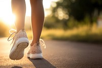 Woman shoes while running outdoor footwear walking exercising. 