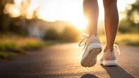 Woman shoes while running outdoor outdoors footwear jogging. 