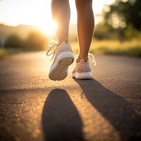 Woman shoes while running outdoor outdoors footwear walking. 