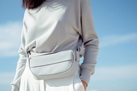 White waist bag handbag adult woman. 