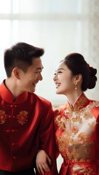 Chinese couple wedding dress adult. AI generated Image by rawpixel.