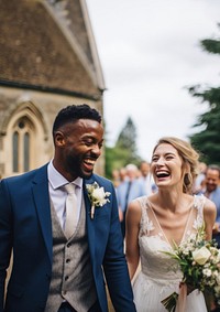 Laughing portrait wedding flower. AI generated Image by rawpixel.