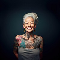 Tattoo portrait smiling smile. AI generated Image by rawpixel.