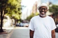 African granddad adult smile architecture. AI generated Image by rawpixel.