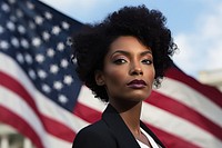 Black woman flag portrait adult. 