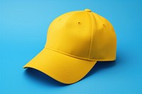 Blue cap yellow blue yellow background. 