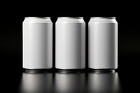 Matte white 3 soda Cans drink beer refreshment. 