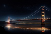 Golden gate bridge city light landmark night. AI generated Image by rawpixel.