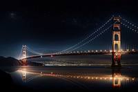 Golden gate bridge city light landmark night. 