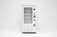 All white vending machine refrigerator technology appliance. 