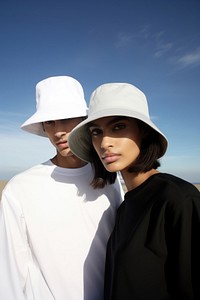 Bucket hats portrait female adult. 