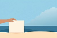 Hand holding a paper box outdoors beach ocean. AI generated Image by rawpixel.