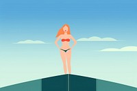 Super skinny woman outdoors swimwear adult. 