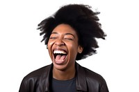 African American laughing portrait female. 