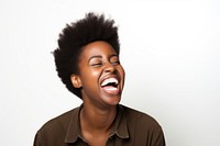 African American female laughing portrait person. 