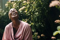 Black woman laughing adult happiness enjoyment. 