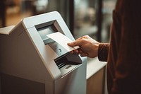 Blank white card machine technology telephone. 