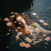 Floating flower swimming portrait. 