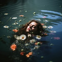 Floating flower swimming portrait