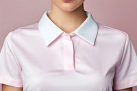 Pink polo shirt collar blouse accessories. 