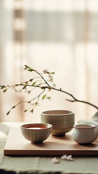 Japanese Tea window table bowl. AI generated Image by rawpixel.