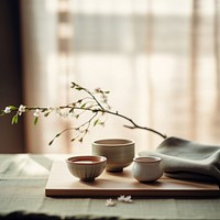 Japanese Tea windowsill flower table. 