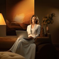 Woman sitting furniture portrait. AI generated Image by rawpixel.