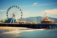 The Santa Monica Pier pier outdoors day. AI generated Image by rawpixel.