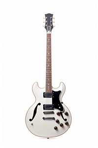 Retro electric guitar white string music. 