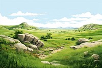 Landscape grassland outdoors pasture. AI generated Image by rawpixel.