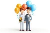 Gay wedding balloon white background togetherness. AI generated Image by rawpixel.