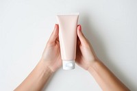 Hand cream tube cosmetics adult woman. 