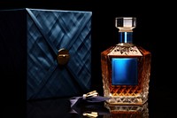 Whisky bottle perfume drink blue. 