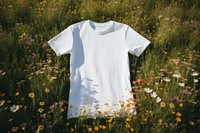 T-shirt t-shirt flower field. AI generated Image by rawpixel.