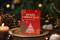 Christmas invitation card mockup psd