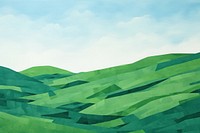 Green hillside blue sky clean backgrounds outdoors painting. AI generated Image by rawpixel.