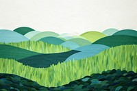 Green hillside blue sky clean painting backgrounds outdoors. 